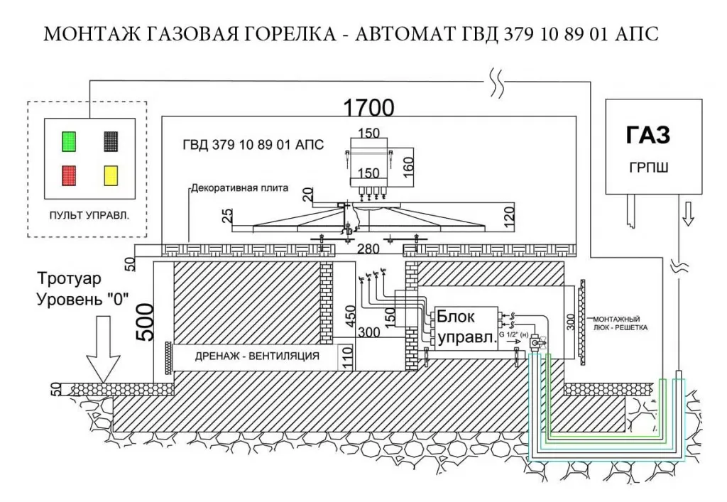 Монтаж газовой горелки - автомат для звезды вечного огня